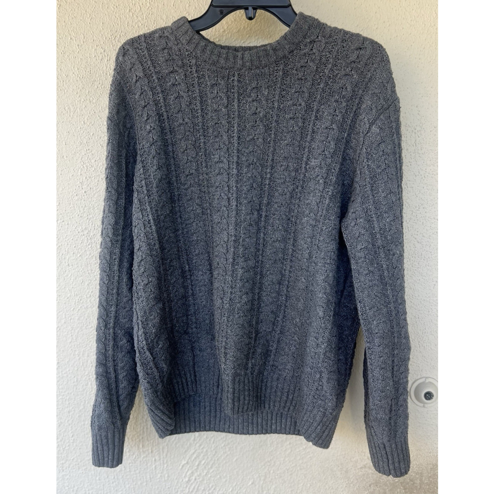 Wellen Seawool Wool Fisherman's Sweater Gray Men's Size Small Cable Knot Thick